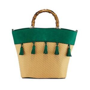 Neiman Marcus Cozumel Woven Tassel Satchel Bag